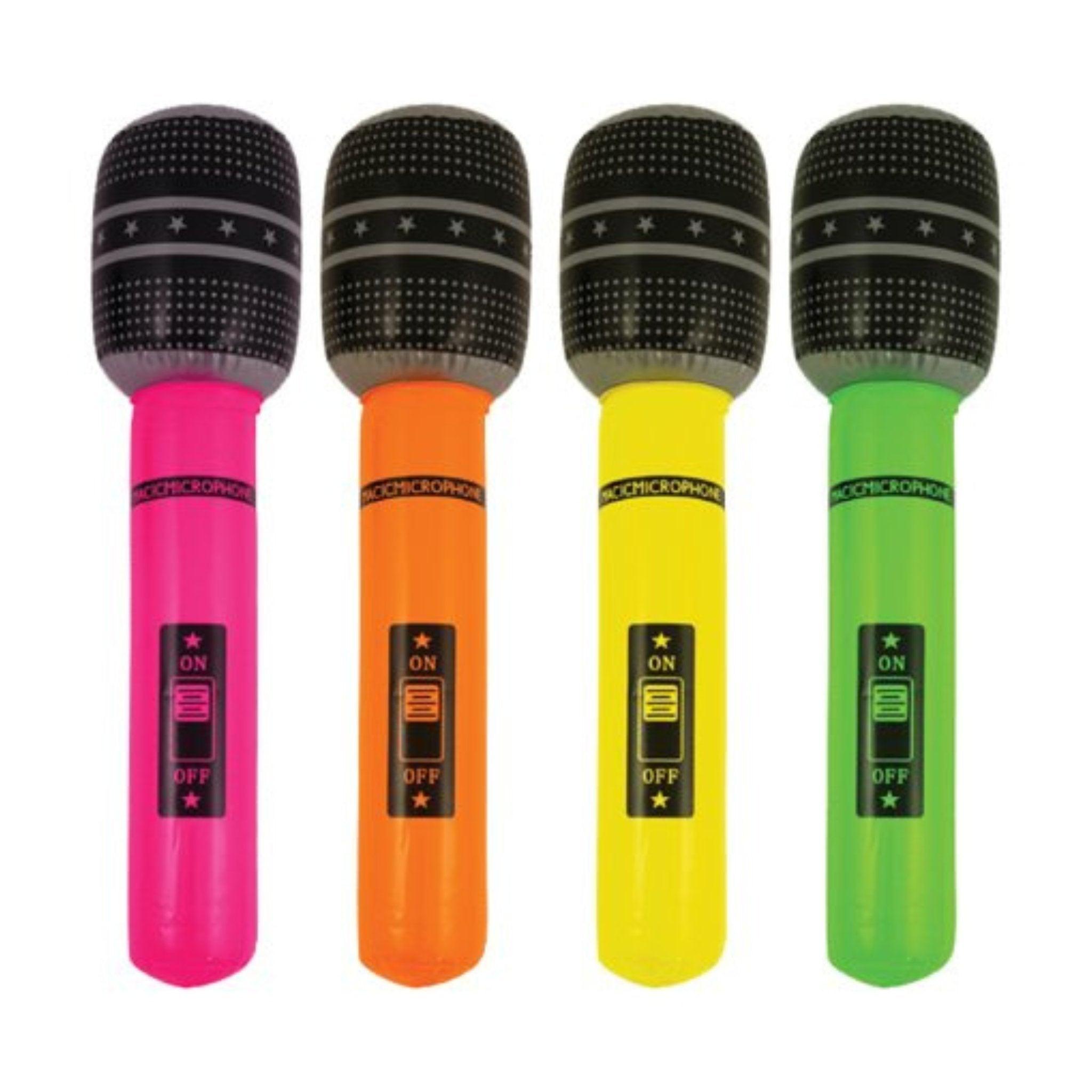 Inflatable Microphone 4 Assorted Neon Colours (25cm) - PoundToys